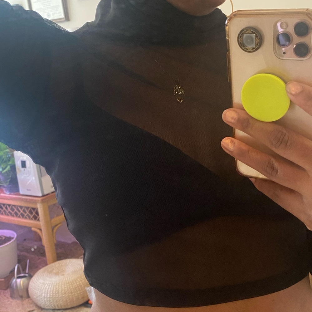 Laina Rauma Micro Mesh Black Turtleneck